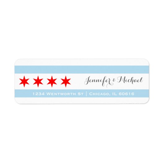 Étiquette Modèle du drapeau de Chicago | Red Star | Bleu (Devant)