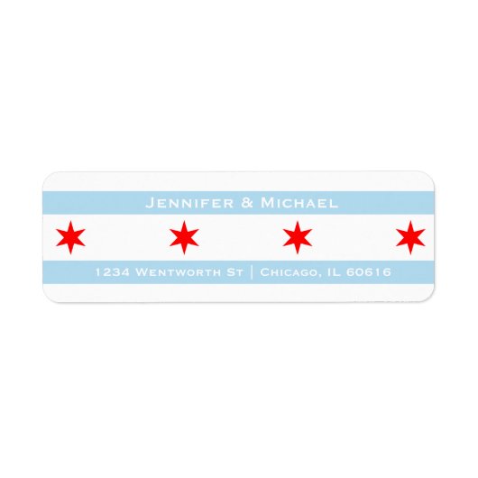Étiquette Modèle du drapeau de Chicago | Red Stars | Bleu (Devant)