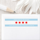 Étiquette Modèle du drapeau de Chicago | Red Stars | Bleu (En situation)
