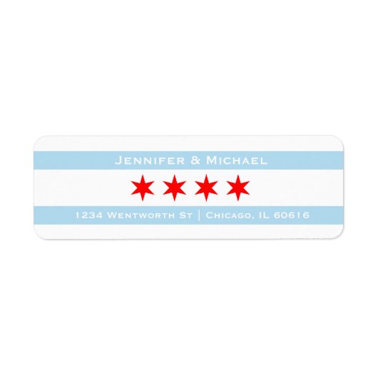 Étiquette Modèle du drapeau de Chicago | Red Stars | Bleu (Devant)