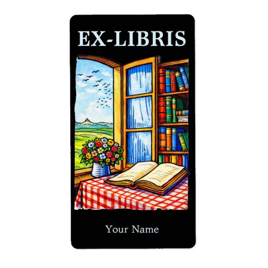 Étiquette Modèle Ex Libris de plaque de livre de couleur de (Devant)