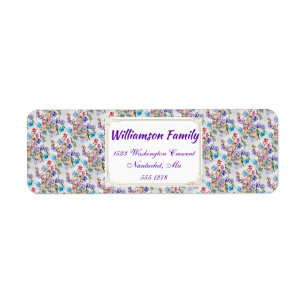 ÉTIQUETTE MODÈLE FLORAL DE COULEUR D'EAU BLANC