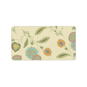 Étiquette Modèle Floral vintage Vert Et Jaune (Devant)