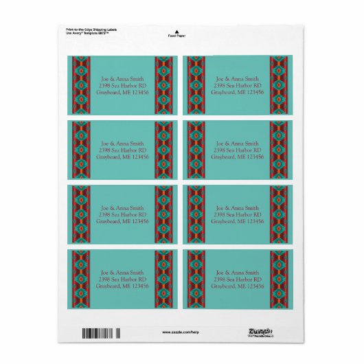 Étiquette Modèle géométrique ethnique du sud-ouest (Feuille entière)