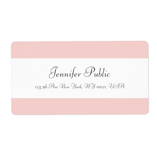 Étiquette Modèle moderne Calligraphié blanc rose pâle (Devant)