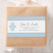 Étiquette Modèle Motif Polka-Dot Bleu Clair Et Blanc (En situation)