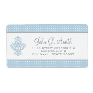 Étiquette Modèle Motif Polka-Dot Bleu Clair Et Blanc