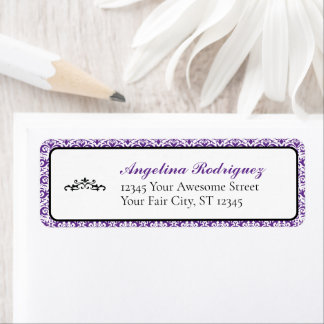 Étiquette Modèle pourpre Damask Graduation