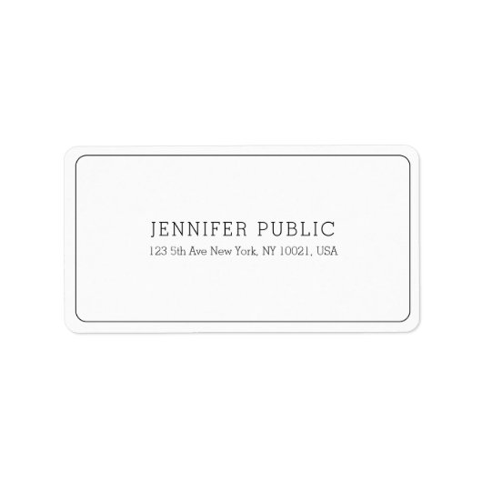 Étiquette Modèle professionnel blanc élégant moderne simple (Devant)