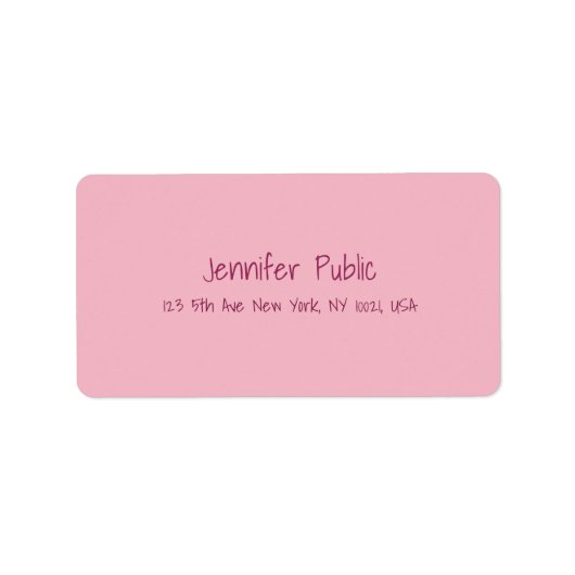 Étiquette Modèle rose moderne élégant Script simple (Devant)