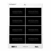 Étiquette Modèle simple élégant noir et blanc personnalisé (Feuille entière)