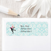 Étiquette Modèle turquoise Damask Patinage sur glace (En situation)