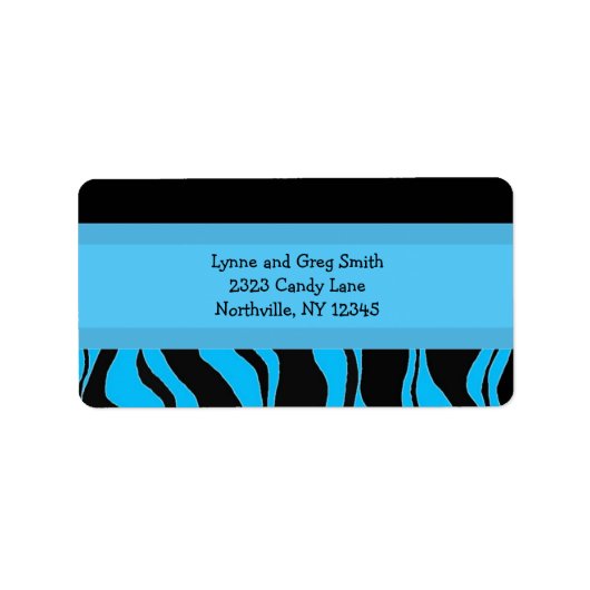 Étiquette Modèle Zèbre noir et bleu (Devant)