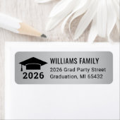 Étiquette Modern 2025 Silver Graduation Return Adresse (En situation)