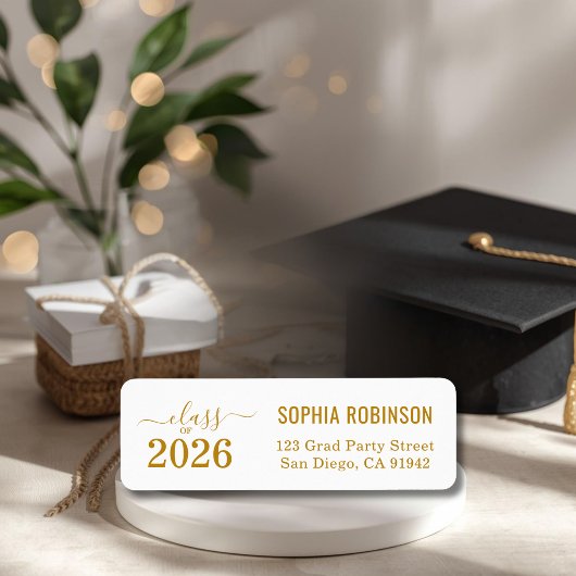 Étiquette Modern 2026 Gold Script Typography Graduation