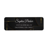 Étiquette Modern Black Luxury Elegant Script Retourner l'adr (Devant)