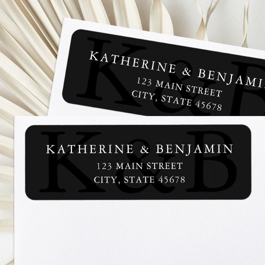 Étiquette Modern Black Minimalist Wedding Return Address