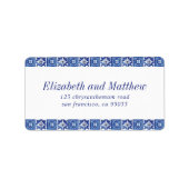 Étiquette Modern Blue Mediterranean Mariage Adresse de retou (Devant)