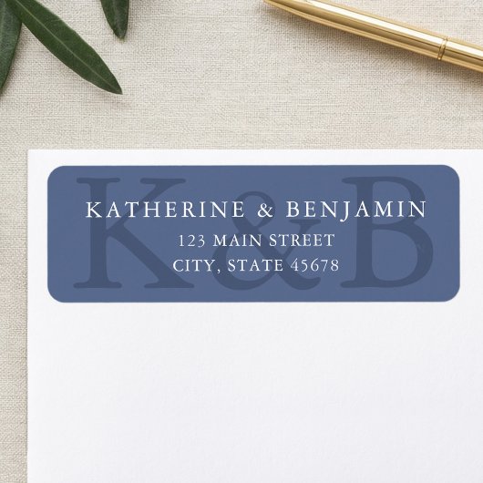 Étiquette Modern Blue Minimalist Wedding Return Address