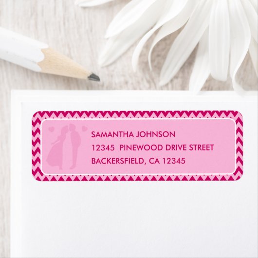 Étiquette Modern Blush Pink Chevron Wedding Return Address (En situation)