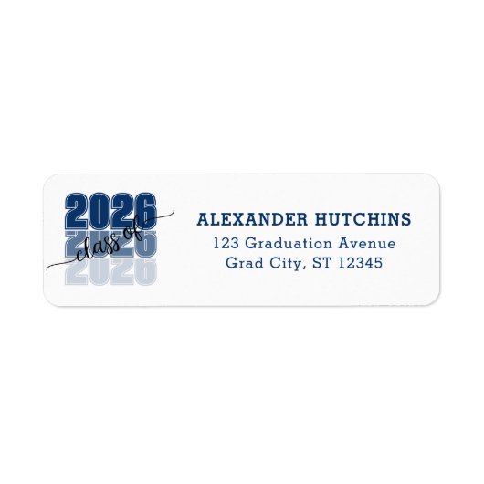 Étiquette Modern Bold Class 2026 Blue Grad Return Address (Devant)