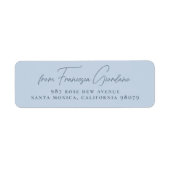 Étiquette Modern Bold manuscrit Dusty Blue Adresse de retour (Devant)