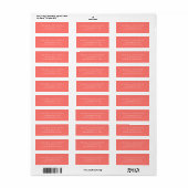 Étiquette Modern Bold Vibrant Coral Simple Wedding (Feuille entière)