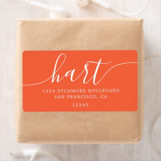 Étiquette Modern Bright Orange Family Adresse de retour (En situation)