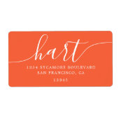 Étiquette Modern Bright Orange Family Adresse de retour (Devant)