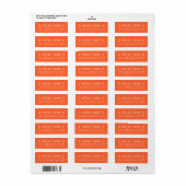 Étiquette Modern Bright Orange Mariage Adresse de retour (Feuille entière)