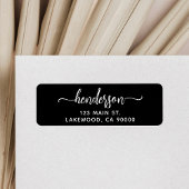 Étiquette Modern Brush Handwritten Black Return Address
