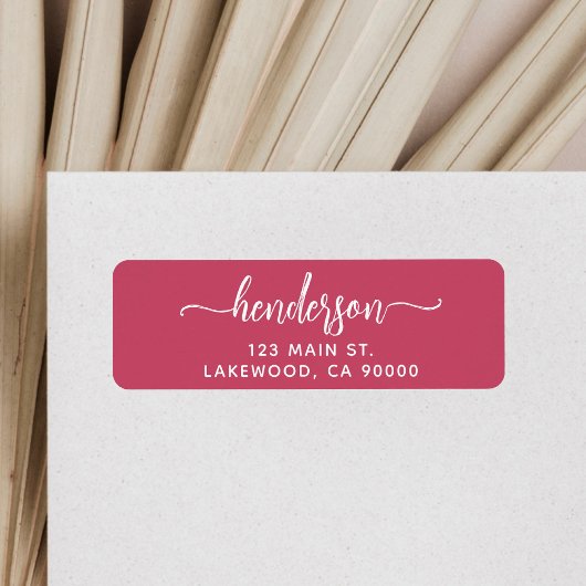 Étiquette Modern Brush Handwritten Red Return Address
