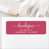 Étiquette Modern Brush Handwritten Red Return Address (En situation)
