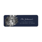 Étiquette Modern Brushstroke Photo Wedding | Navy Blue (Devant)