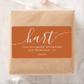 Étiquette Modern Burange Orange Script Famille Adresse de re (En situation)