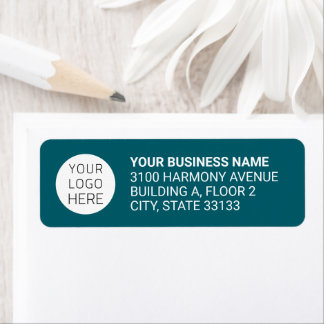 Étiquette Modern Business Logo Return Address Label | Teal