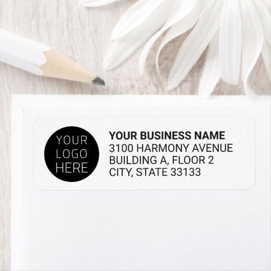 Étiquette Modern Business Logo Return Address Label | white  (En situation)