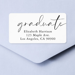 Étiquette Modern Chic Script Graduation Adresse de retour