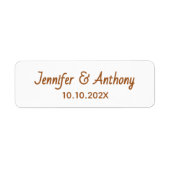 Étiquette Modern Couple Names & Date Wedding - Bronze (Devant)