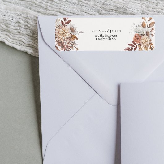 Étiquette Modern Cream Boho Colorée Adresse de retour