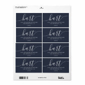 Étiquette Modern Dark Blue Script Family Adresse de retour (Feuille entière)