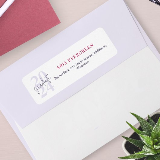 Étiquette Modern Design Script Graduation Adresse de retour