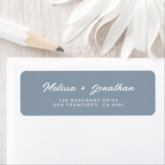 Étiquette Modern Dusty Blue Mariage Adresse de retour