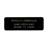 Étiquette Modern Elegant Black & Gold Adresse de retour (Devant)