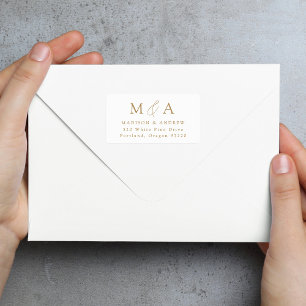 Étiquette Modern Elegant Gold Monogramme Adresse de retour