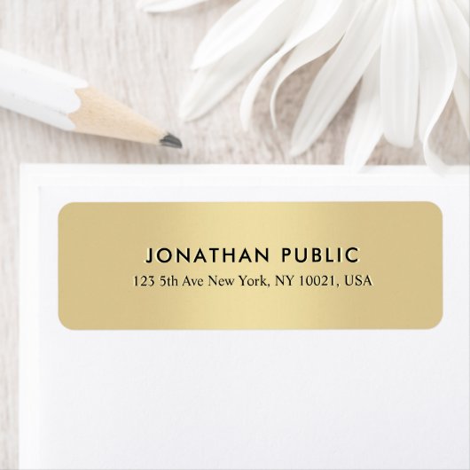 Étiquette Modern Elegant Gold Template Return Address (En situation)