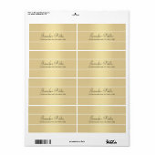 Étiquette Modern Elegant Gold White Script Name Shipping (Feuille entière)