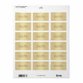 Étiquette Modern Elegant Gold White Script Nom Adresse (Feuille entière)