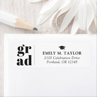 Étiquette Modern Elegant Graduation Return Address