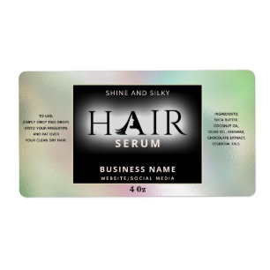 Étiquette Modern elegant holographic HAIR serum label